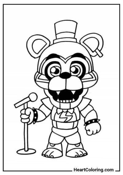 Bebé Freddy con un micrófono - Dibujos de Five Nights at Freddy’s para Colorear