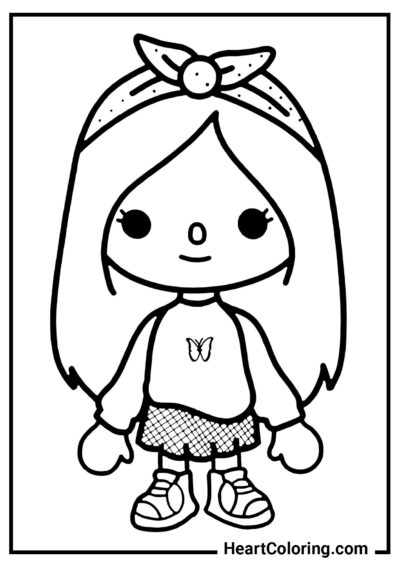 Menina com lenço na cabeça - Desenhos de Toca Boca para colorir