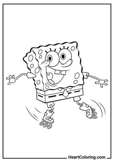 Nuovi pattini a rotelle - Disegni di Spongebob da Colorare