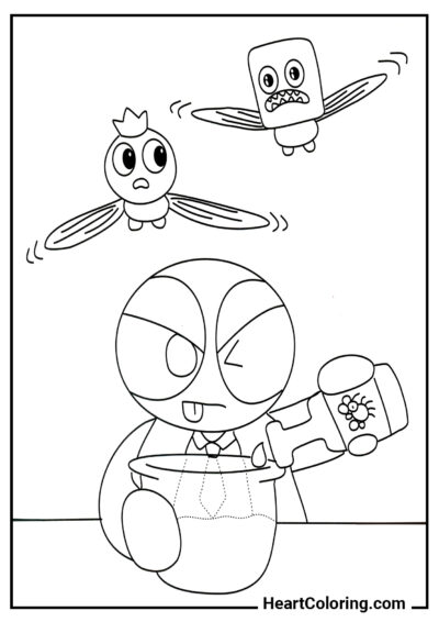 Red at work - Rainbow Friends Coloring Pages