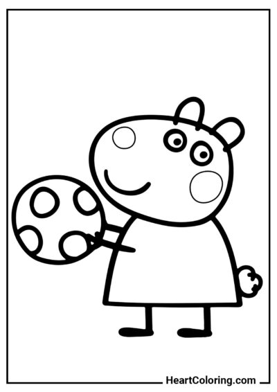 Suzy Sheep with a ball - Peppa Pig Coloring Pages