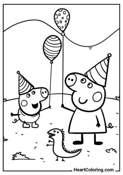 Peppa and George on holiday - Peppa Pig Coloring Pages