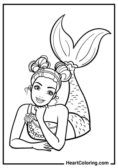 Cute barbie mermaid - Barbie Coloring Pages