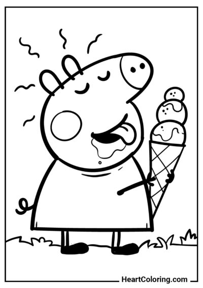 Peppa Pig and ice cream - Peppa Pig Coloring Pages