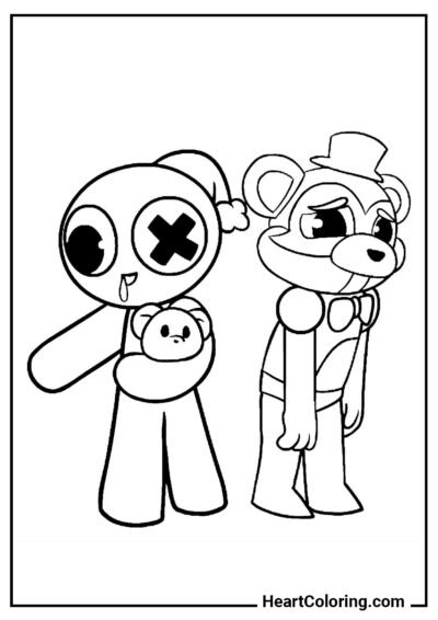 Rainbow Friends vs FNAF - Rainbow Friends Coloring Pages