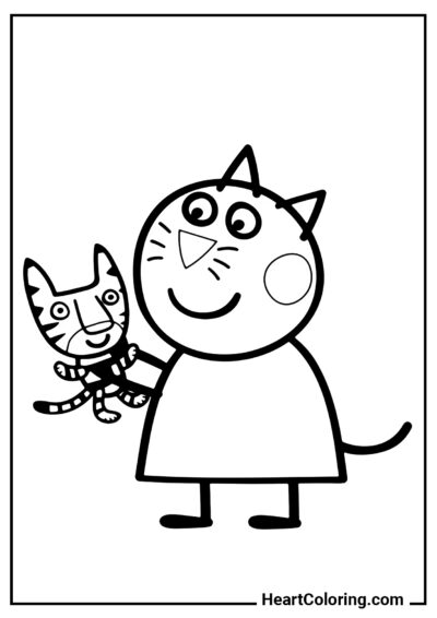 Кошечка Кэнди с игрушкой - Раскраски Свинка Пеппа