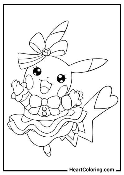 Dama elegante - Desenhos de Pikachu para Colorir
