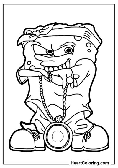Rapper in a stylish outfit - SpongeBob Coloring Pages