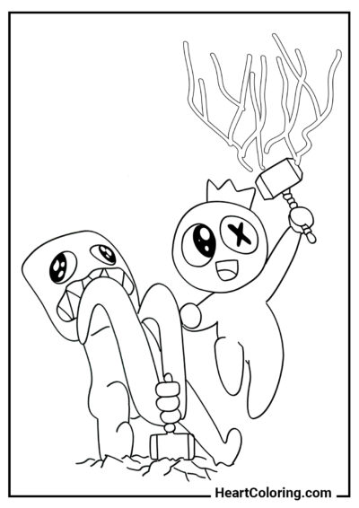 Avengers among Rainbow Friends - Rainbow Friends Coloring Pages