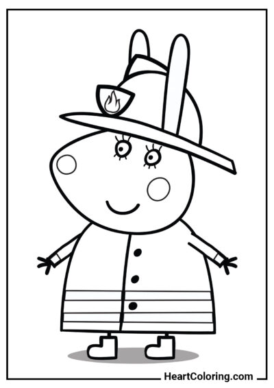 Firefighter Mummy Rabbit - Peppa Pig Coloring Pages