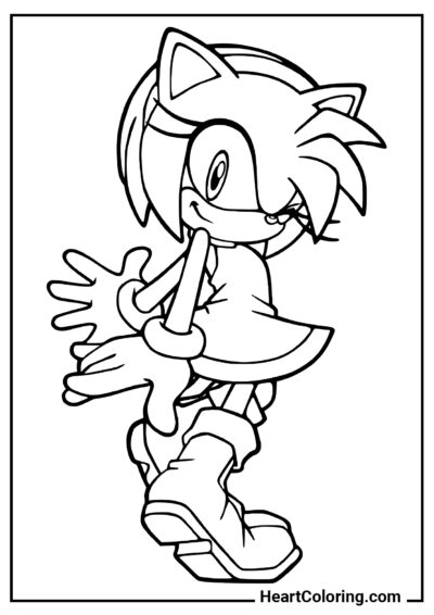 Douce Amy Rose - Coloriages Sonic Le Hérisson