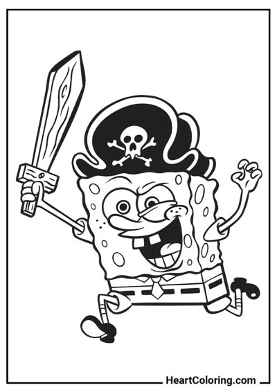 Gieriger Pirat - Ausmalbilder SpongeBob Schwammkopf