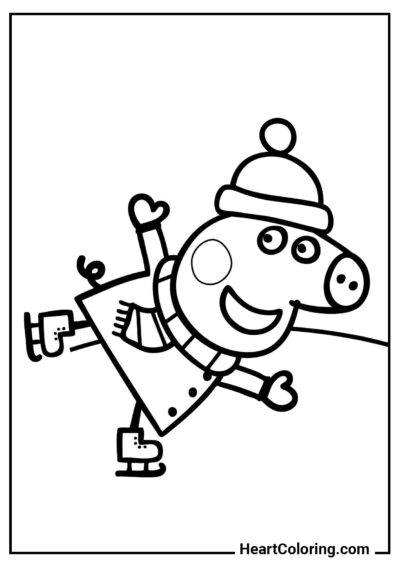 Peppa à la patinoire - Coloriages Peppa Pig