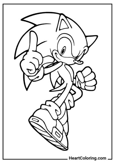 Cheerful Sonic the Hedgehog - Sonic the Hedgehog Coloring Pages