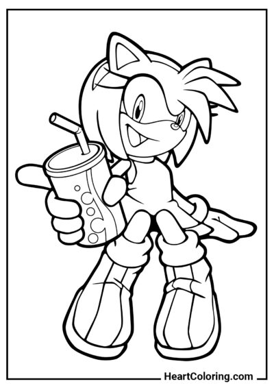 Amy Rose mit Limonade - Sonic Ausmalbilder