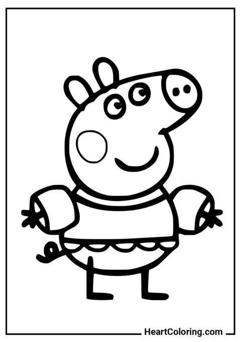 George dans la piscine - Coloriages Peppa Pig