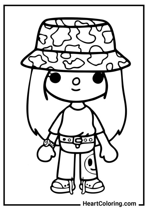 Chica con sombrero panameño - Dibujos de Toca Boca para colorear