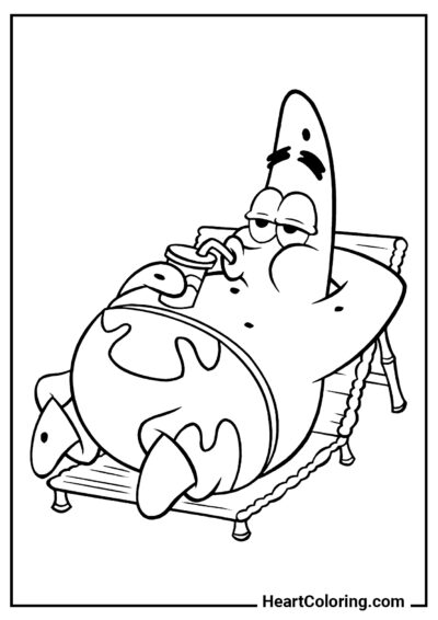 Patrick na praia - Desenhos do Bob Esponja para Colorir