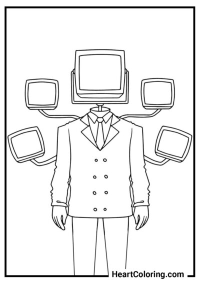 Большой ТВ Мен с пятью экранами - Раскраски ТВ Мен