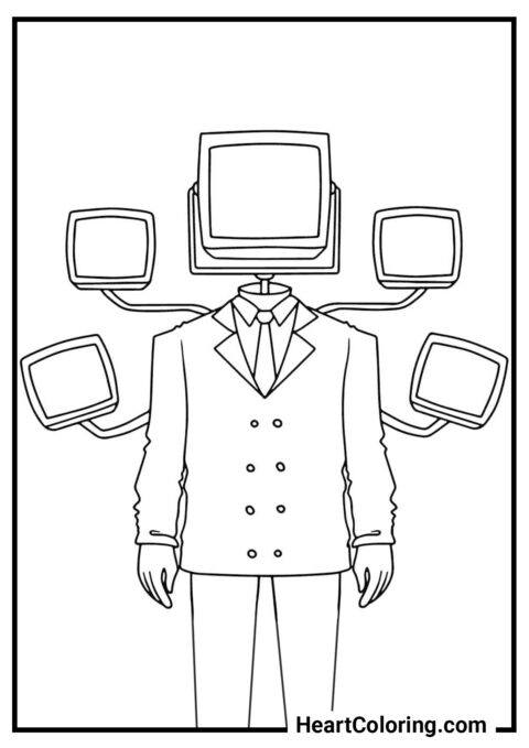 Большой ТВ Мен с пятью экранами - Раскраски ТВ Мен