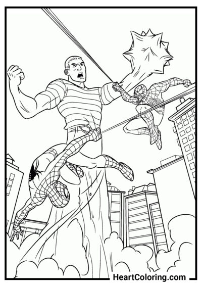 Fight with the Sandman - Spider-Man Coloring Pages