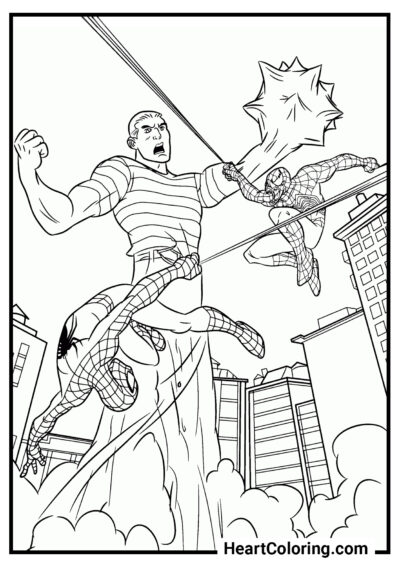 Combat avec l’Homme de Sable - Coloriages SpiderMan