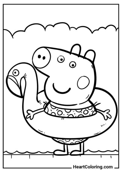 George wants to swim - Peppa Pig Coloring Pages