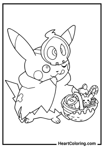 Caçada por doces - Desenhos de Pikachu para Colorir