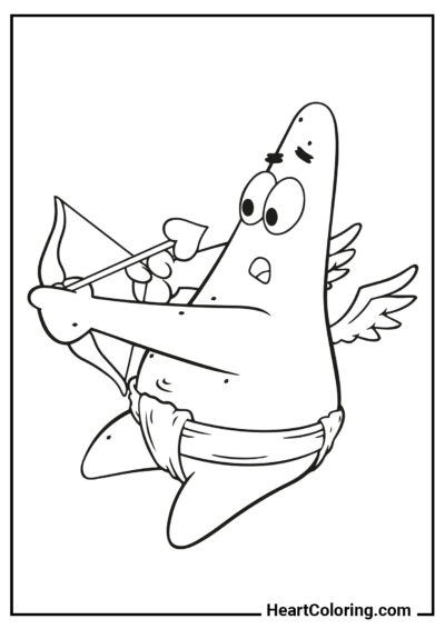 Патрик в образе Купидона - Раскраски Губка Боб