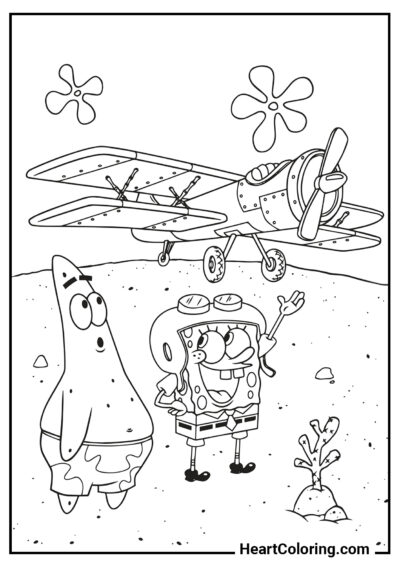 Prepárate para volar - Dibujos de Bob Esponja para Colorear