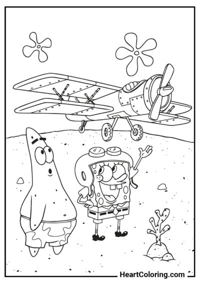 Preparati a volare - Disegni di Spongebob da Colorare