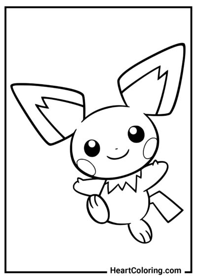 Pichu feliz - Desenhos de Pikachu para Colorir