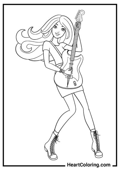 Guitarrista - Dibujos de Barbie para colorear