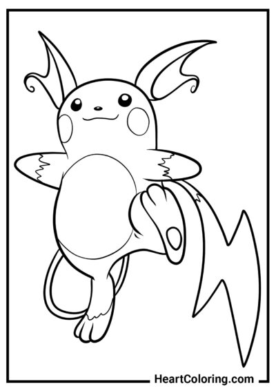 Cheerful Raichu - Pikachu Coloring Pages