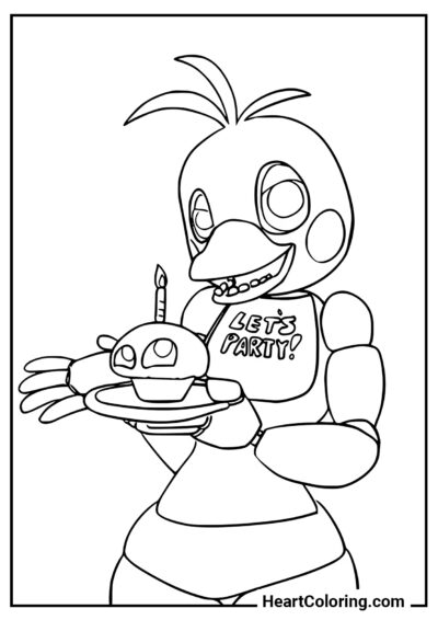Chica as a waitress - Five Nights at Freddy’s Coloring Pages