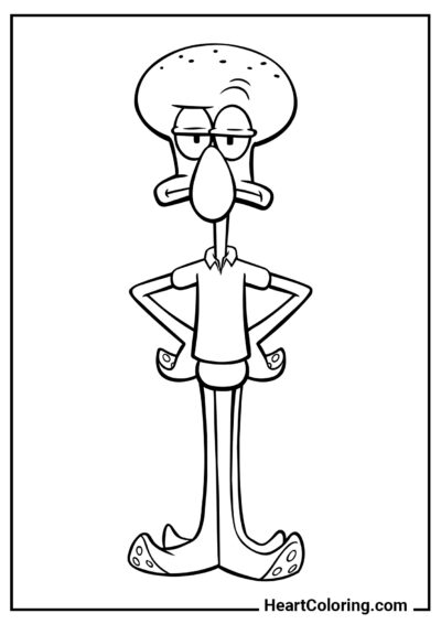 Disgruntled Squidward - SpongeBob Coloring Pages