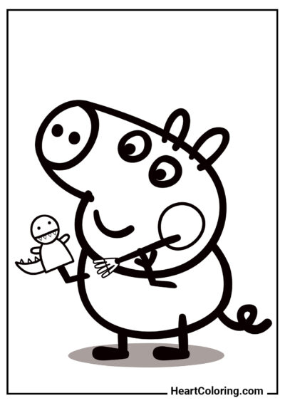 George nettoie un jouet - Coloriages Peppa Pig