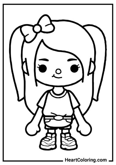 Pretty girl with a bow in her hair - Toca Boca Coloring Pages