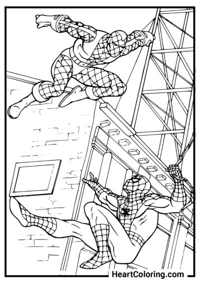 Battle in the air - Spider-Man Coloring Pages