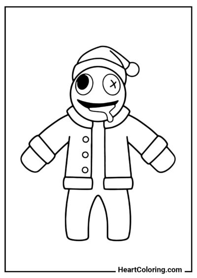 Blue in a Christmas Cap - Rainbow Friends Coloring Pages