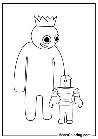 Blue and Player - Rainbow Friends Coloring Pages
