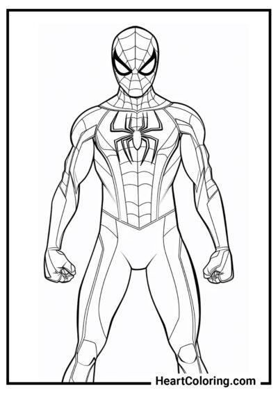 Spiderman with clenched fists - Spider-Man Coloring Pages