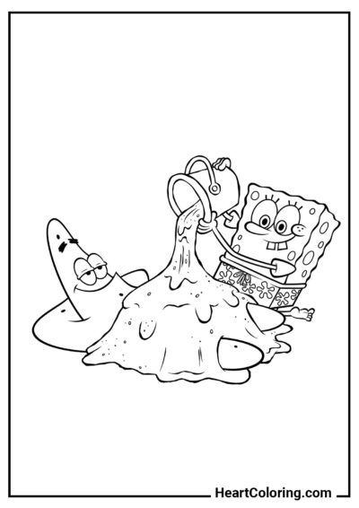 SpongeBob y Patrick en la playa - Dibujos de Bob Esponja para Colorear