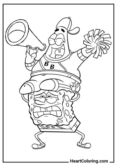 SpongeBob and Patrick are fans - SpongeBob Coloring Pages