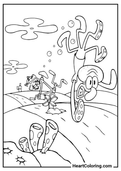 Squidward’s Fall - SpongeBob Coloring Pages