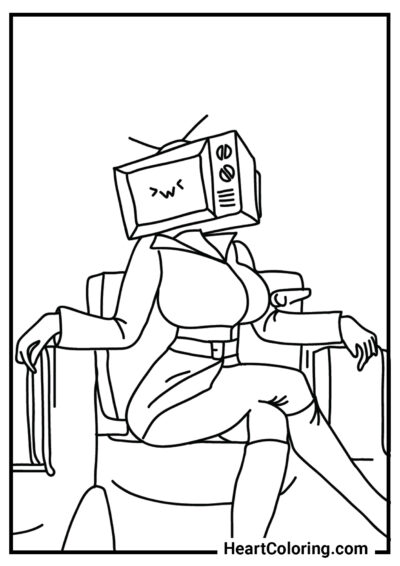 3 Beauty TV woman - TVMan Coloring Pages