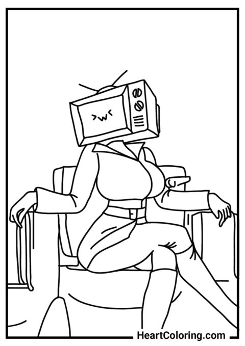 3 Beauty TV woman - TVMan Coloring Pages