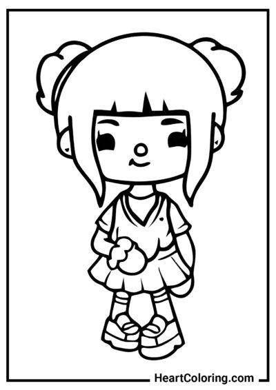 Cute girl in a sundress - Toca Boca Coloring Pages
