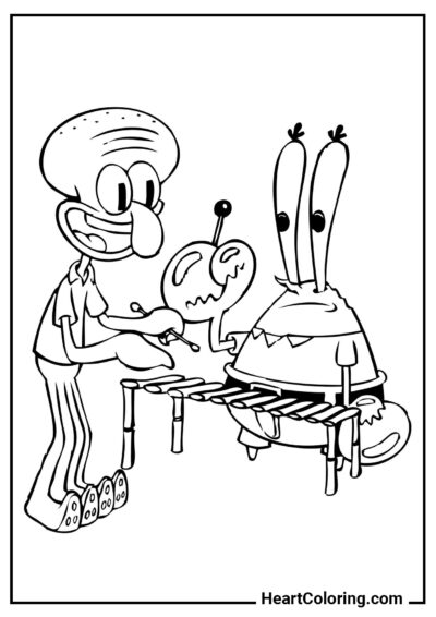Squidward – music teacher - SpongeBob Coloring Pages