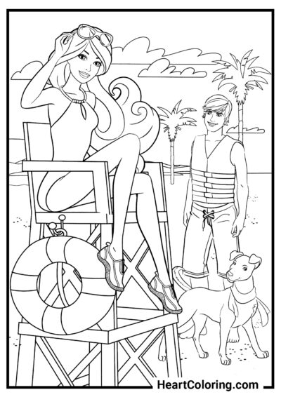 Beach lifeguard - Barbie Coloring Pages